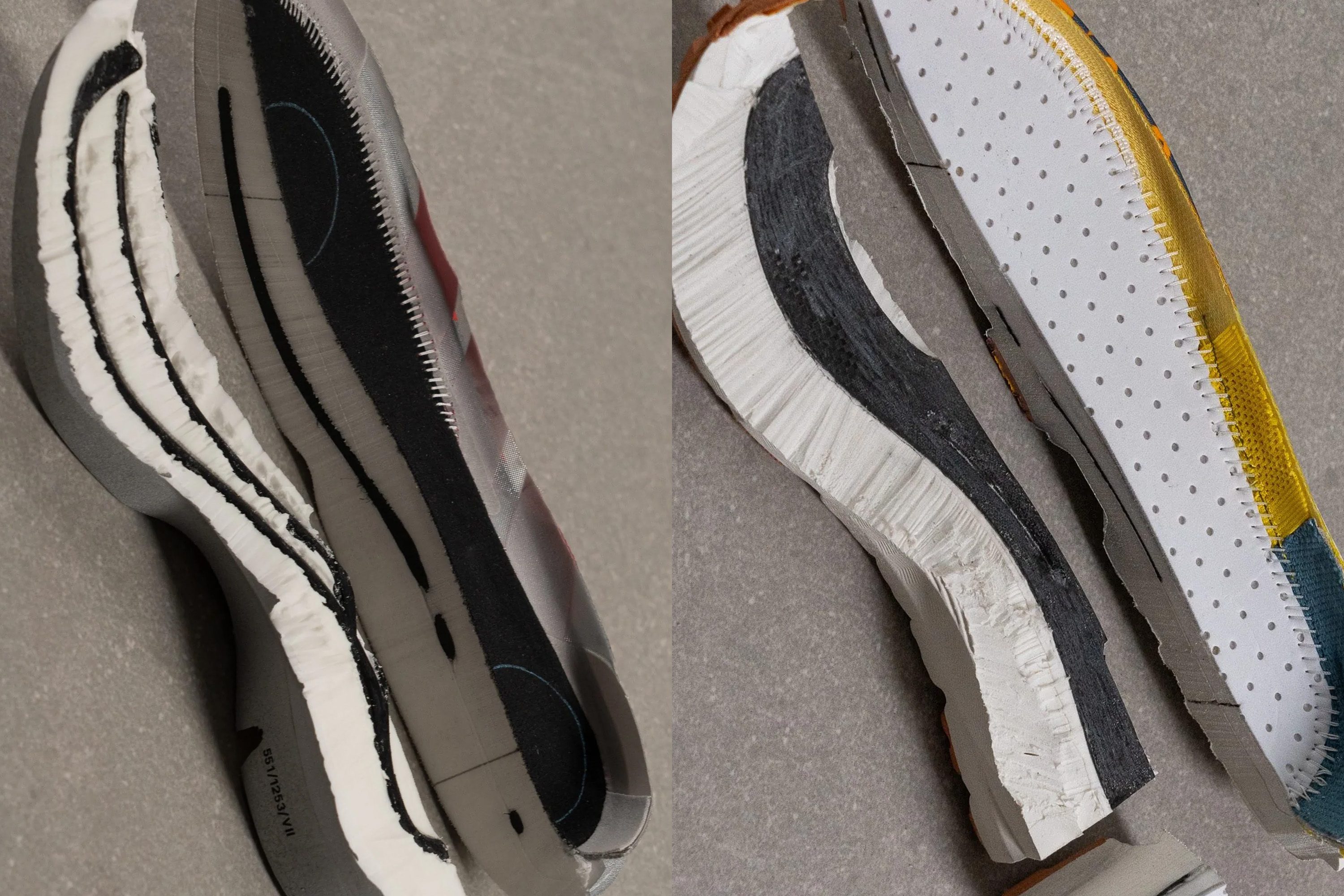 different shapes of carbon fiber plates in running shoes