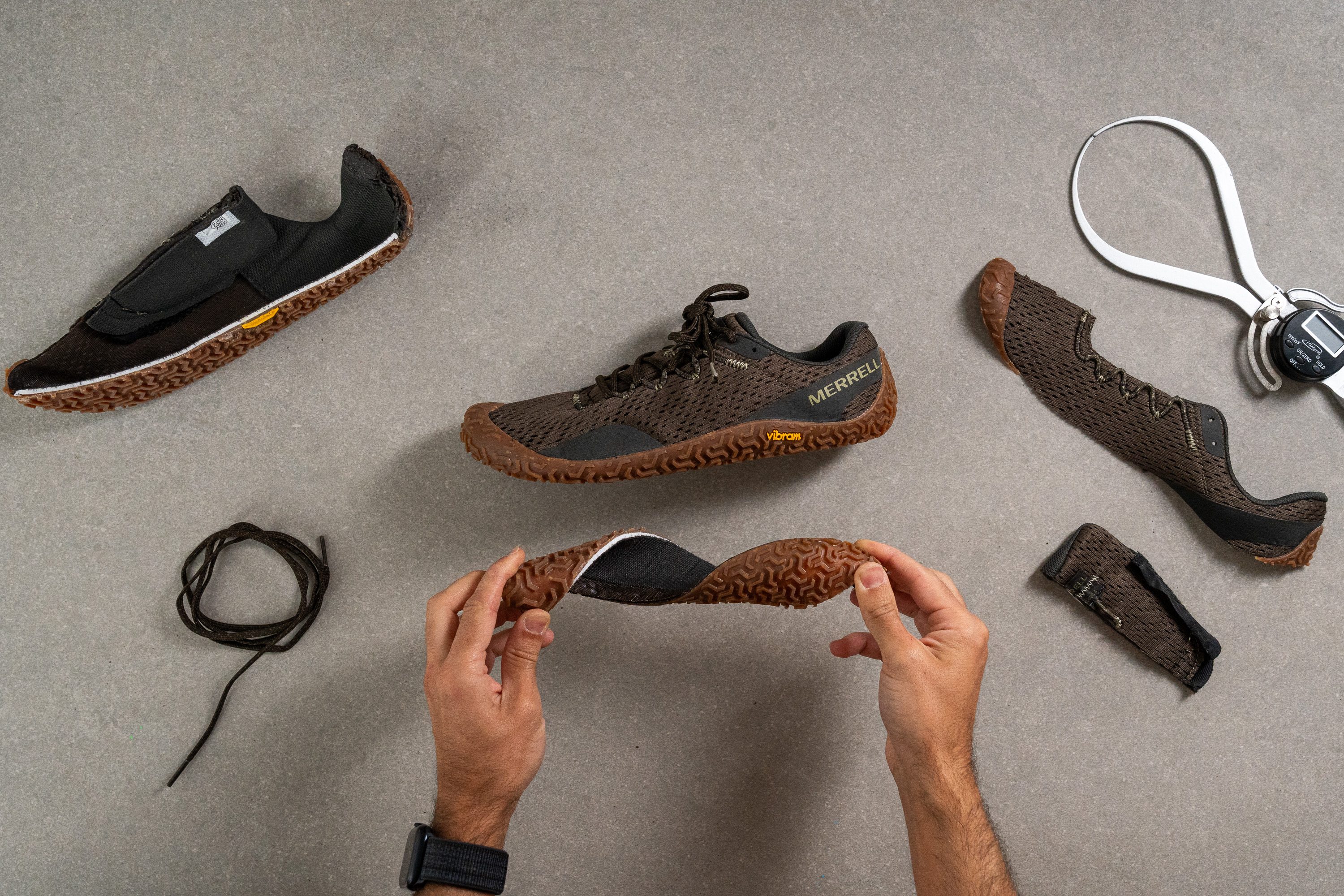 barefoot running shoes torn into pieces in runrepeat lab