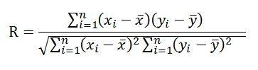 correlation coefficient formula for linear connection between two variables