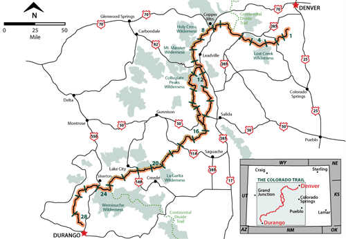 Mapa trail de Colorado