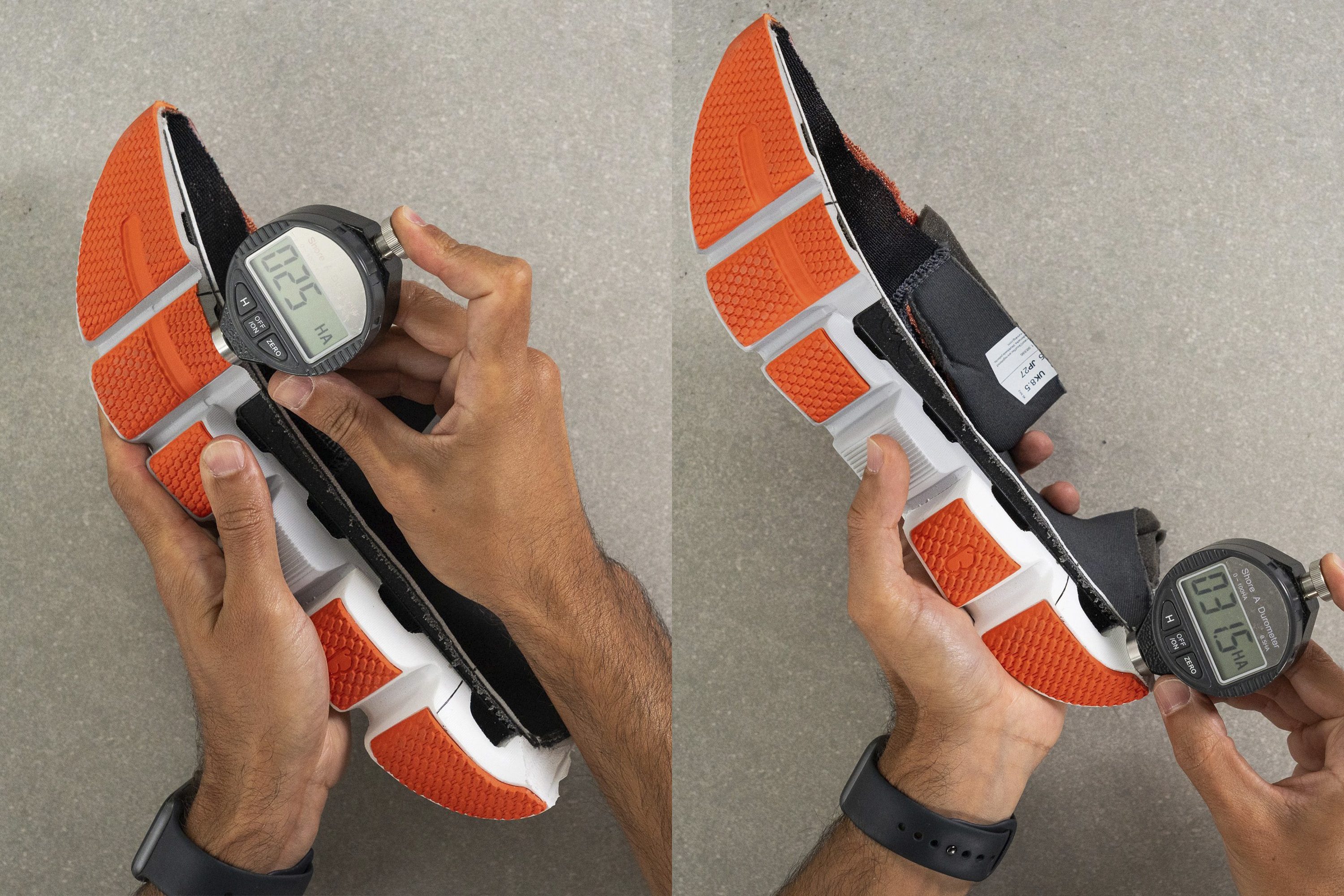 Measuring the softness of a dual density midsole in runrepeat shoe lab