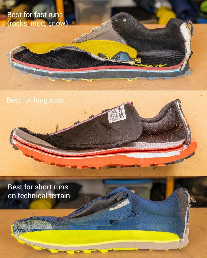 Purpose of different trail running shoes