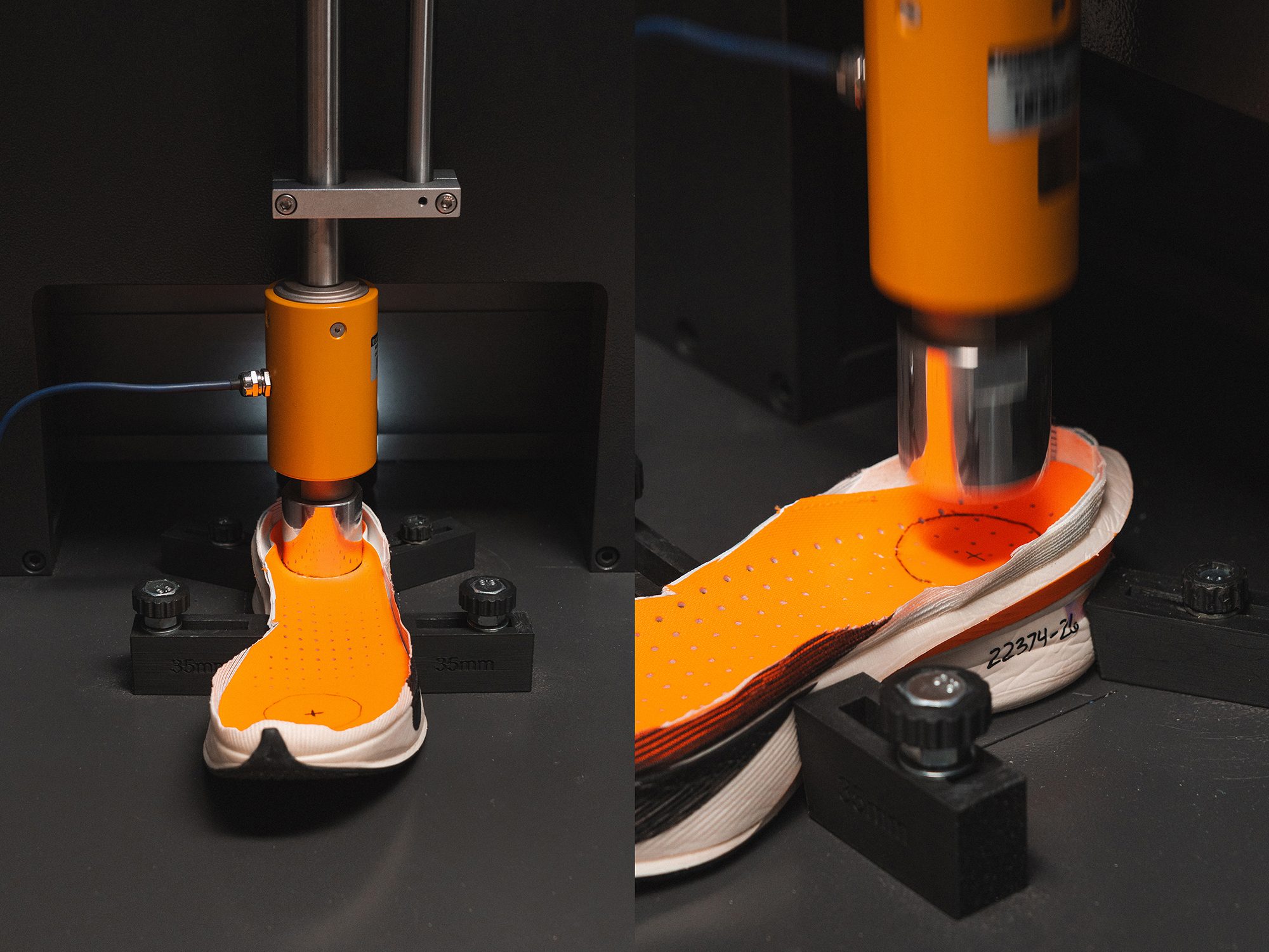 testing SA and ER of carbon-plated running shoes