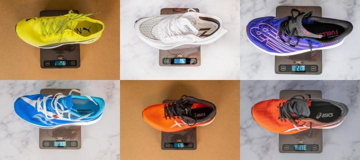 Weighing carbon plated running shoes