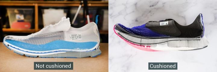 Cushioned vs not cushioned running shoes