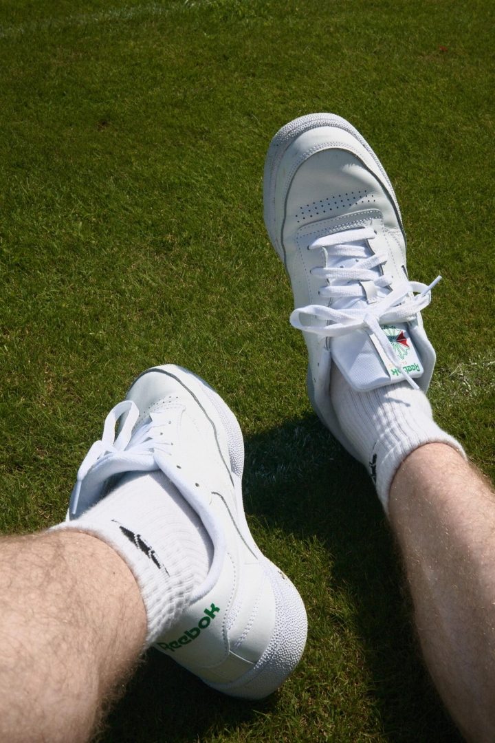 Reebok Club C 85 sneakers in white with navy detail