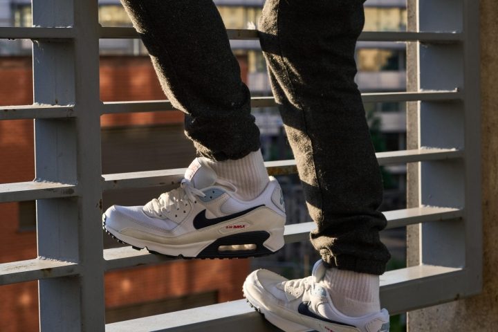 air max 90 all white on feet