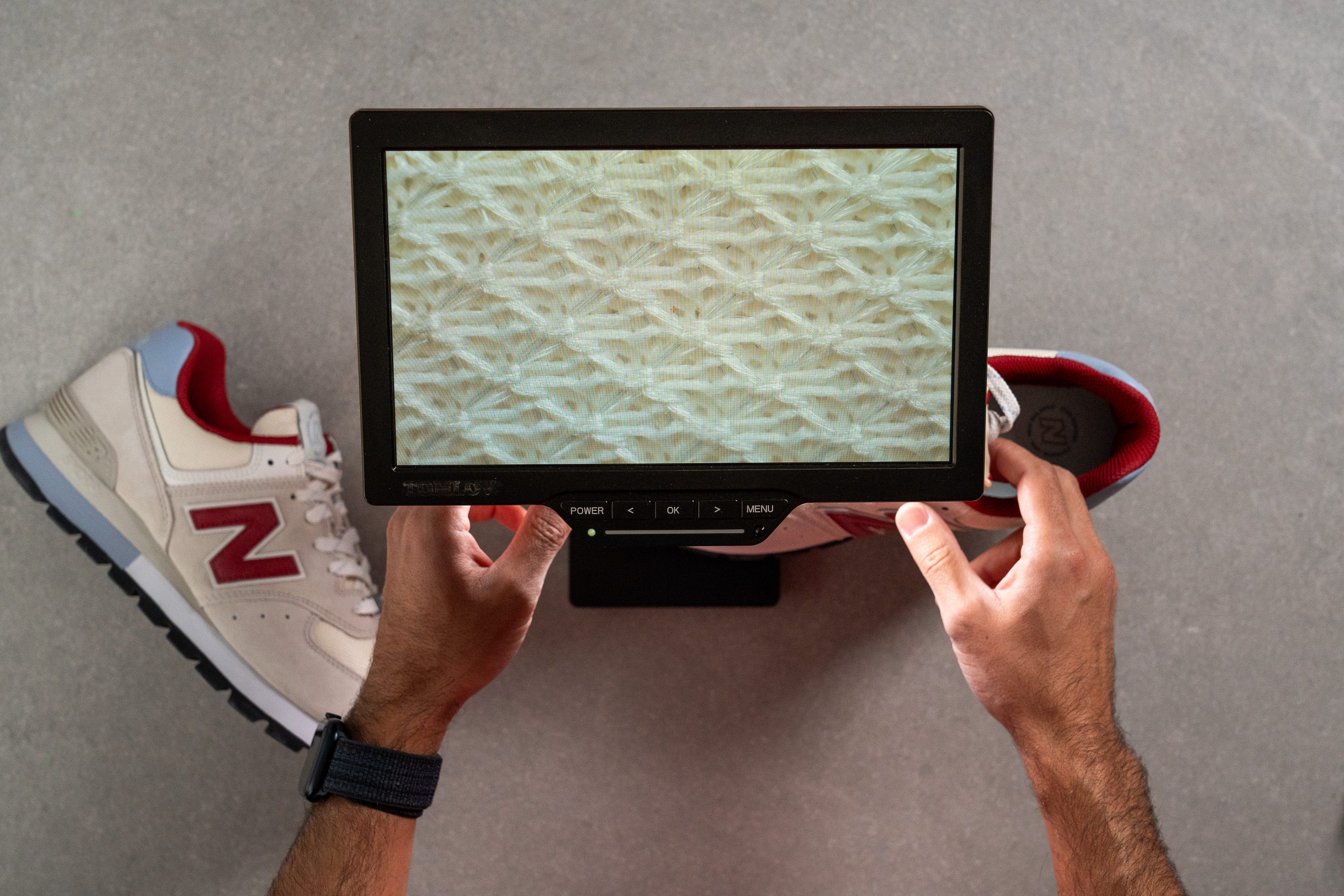 New Balance 574 microscope