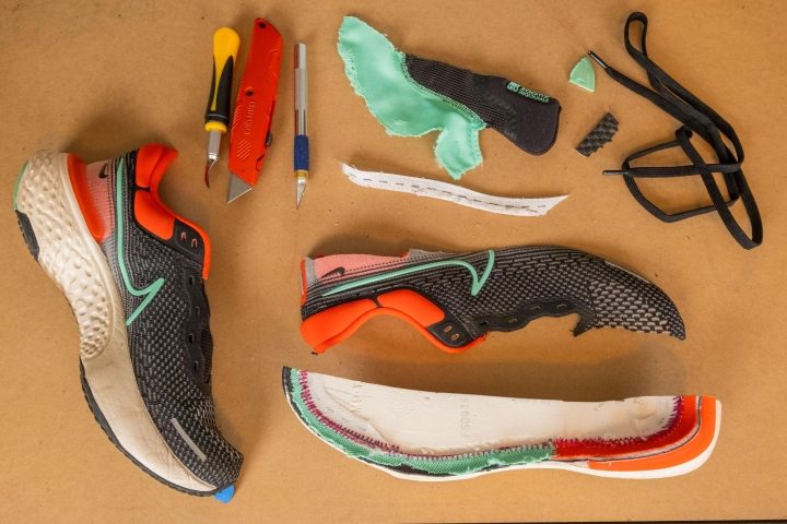 nike zoomx invincible run cut in half with tools