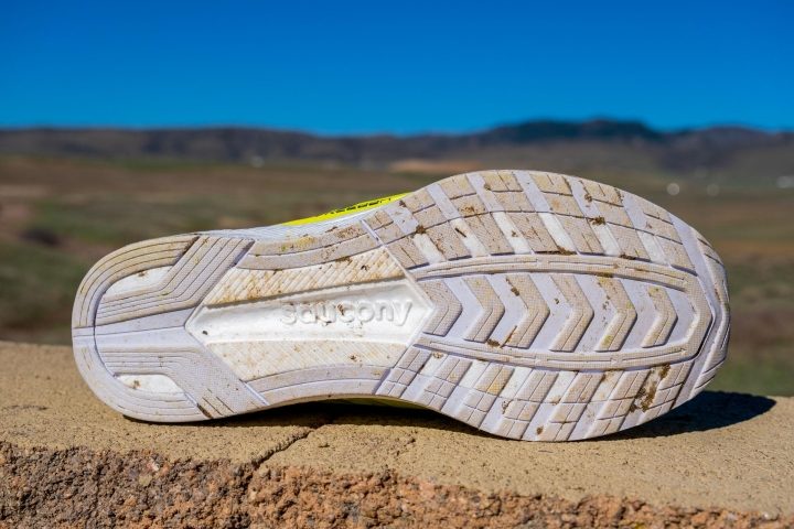 Outsole on the highlight of the Saucony Endorphin Trail is 