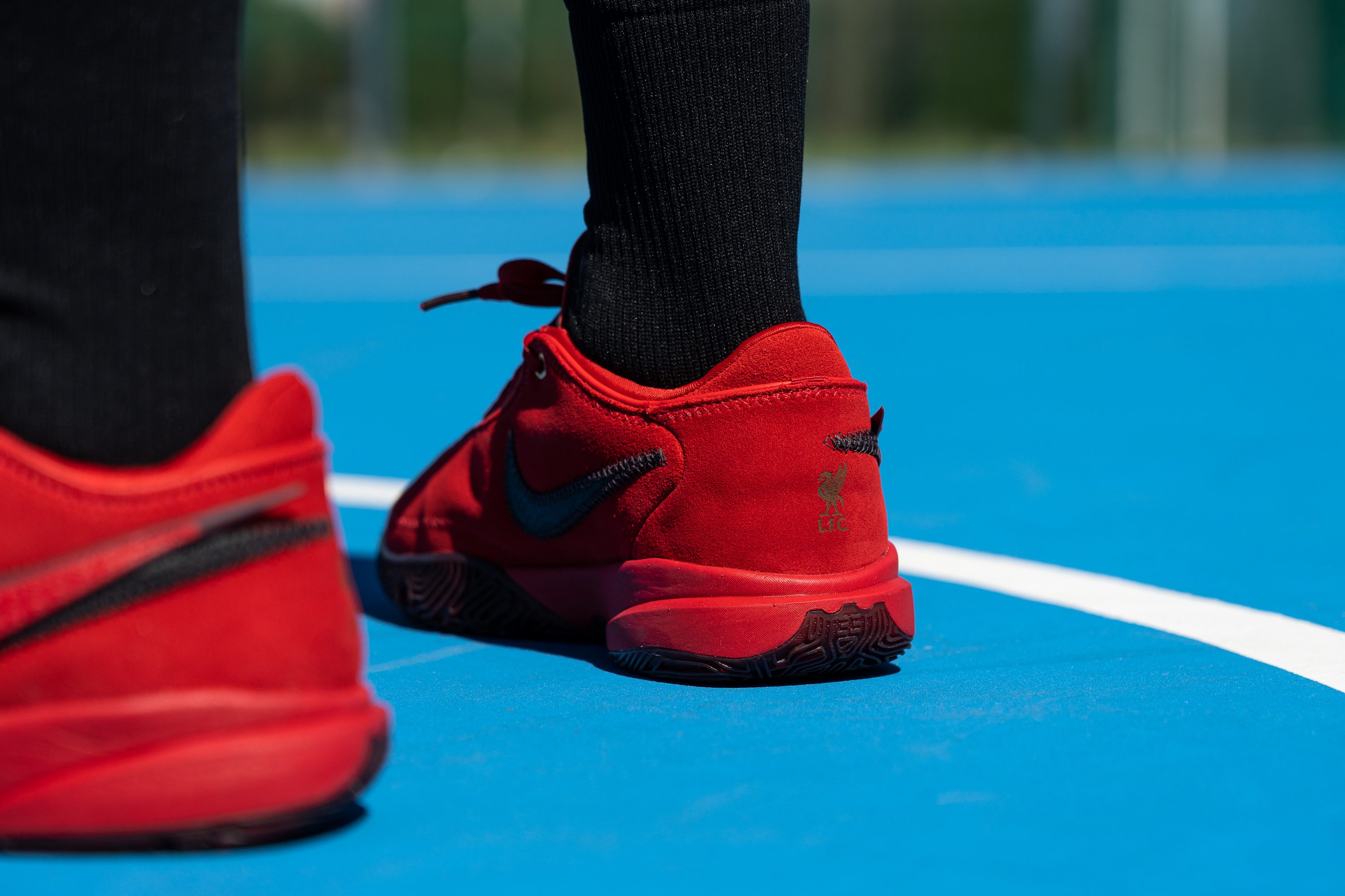 lebron 10 red suede on feet