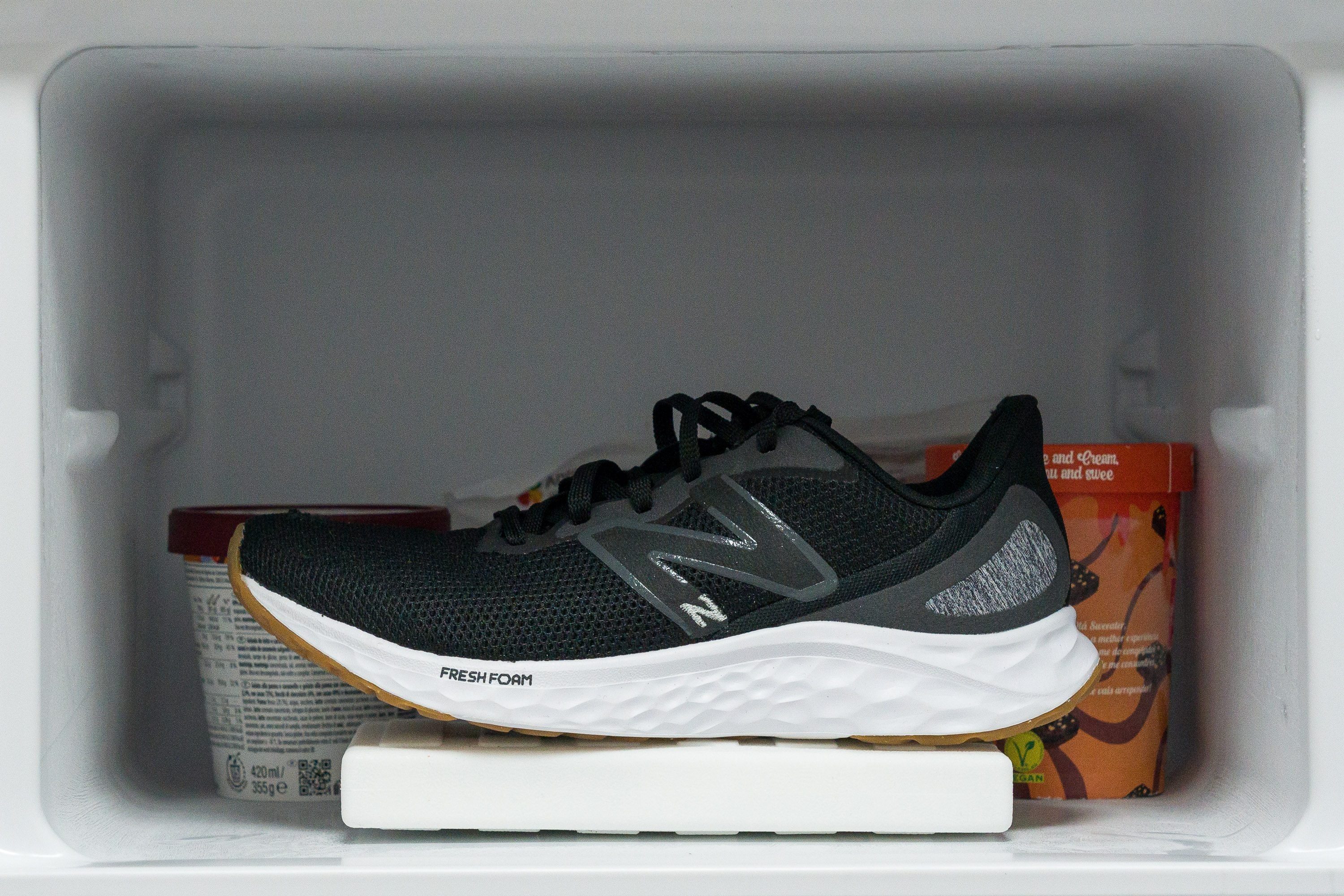 New Balance Fresh Foam Arishi v4 Midsole softness in cold (%)
