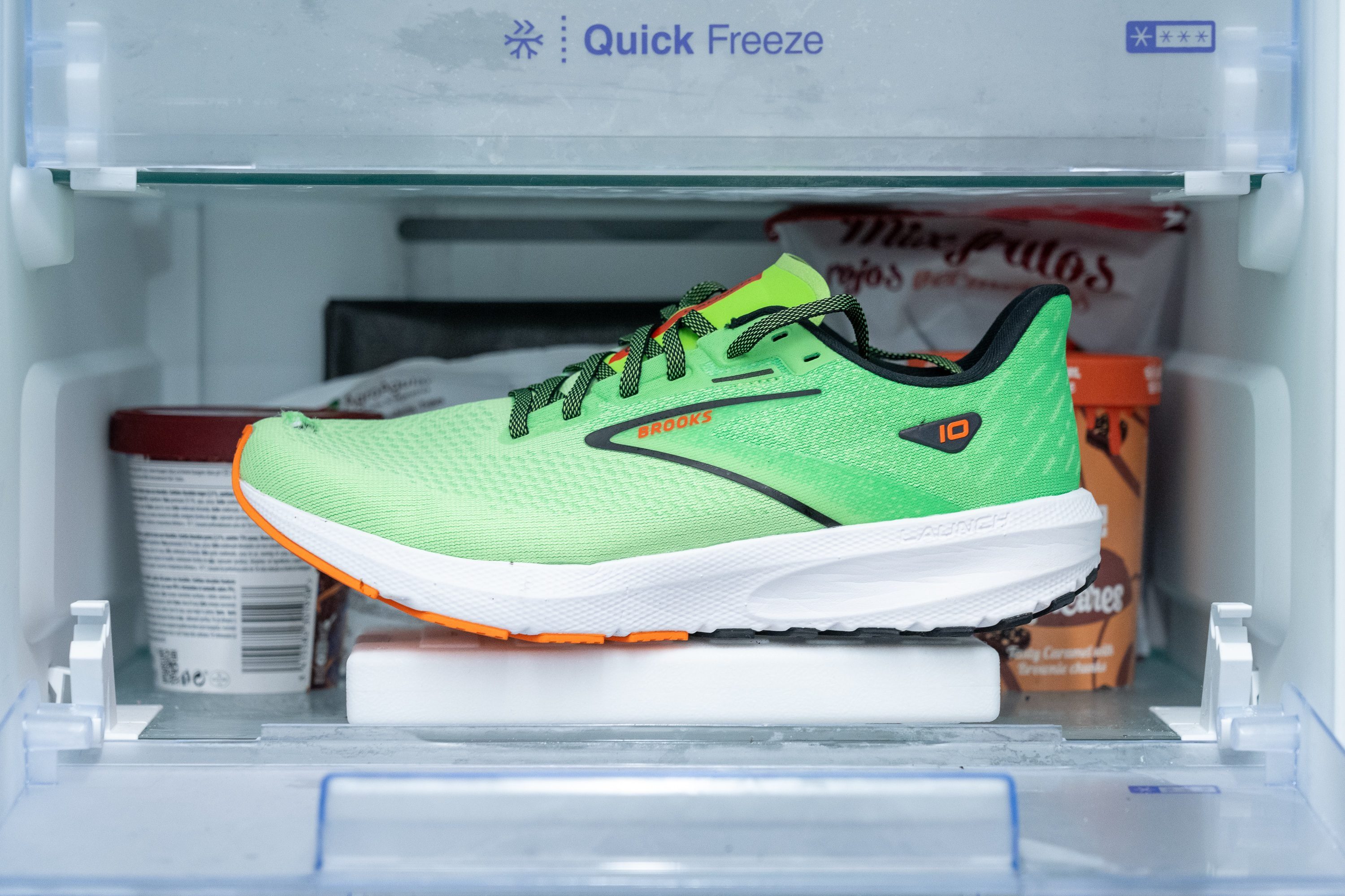 Brooks Launch 10 Midsole softness in cold (%)