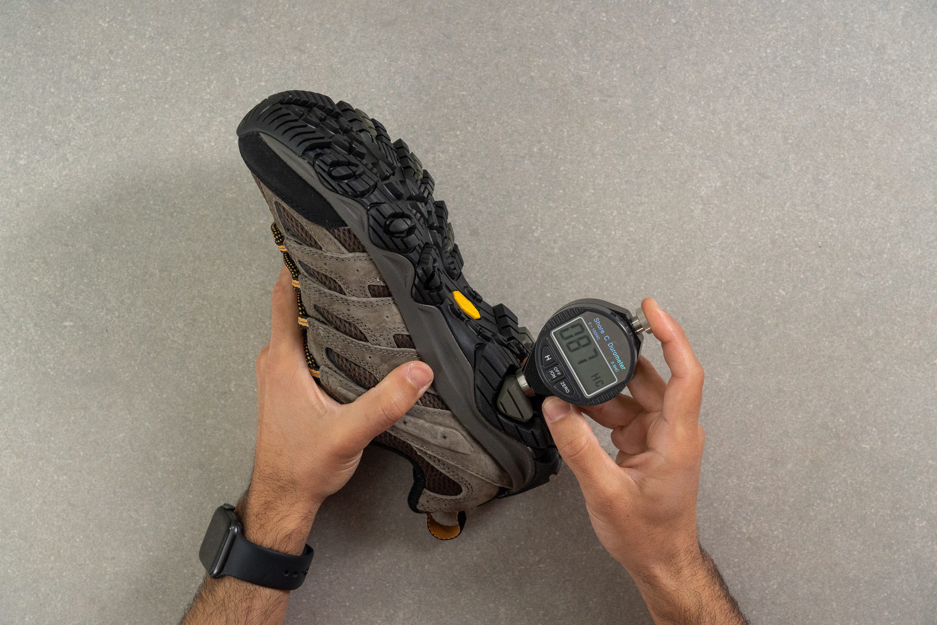 merrell-moab-3-gtx-outsole-hardness-durometer.JPG