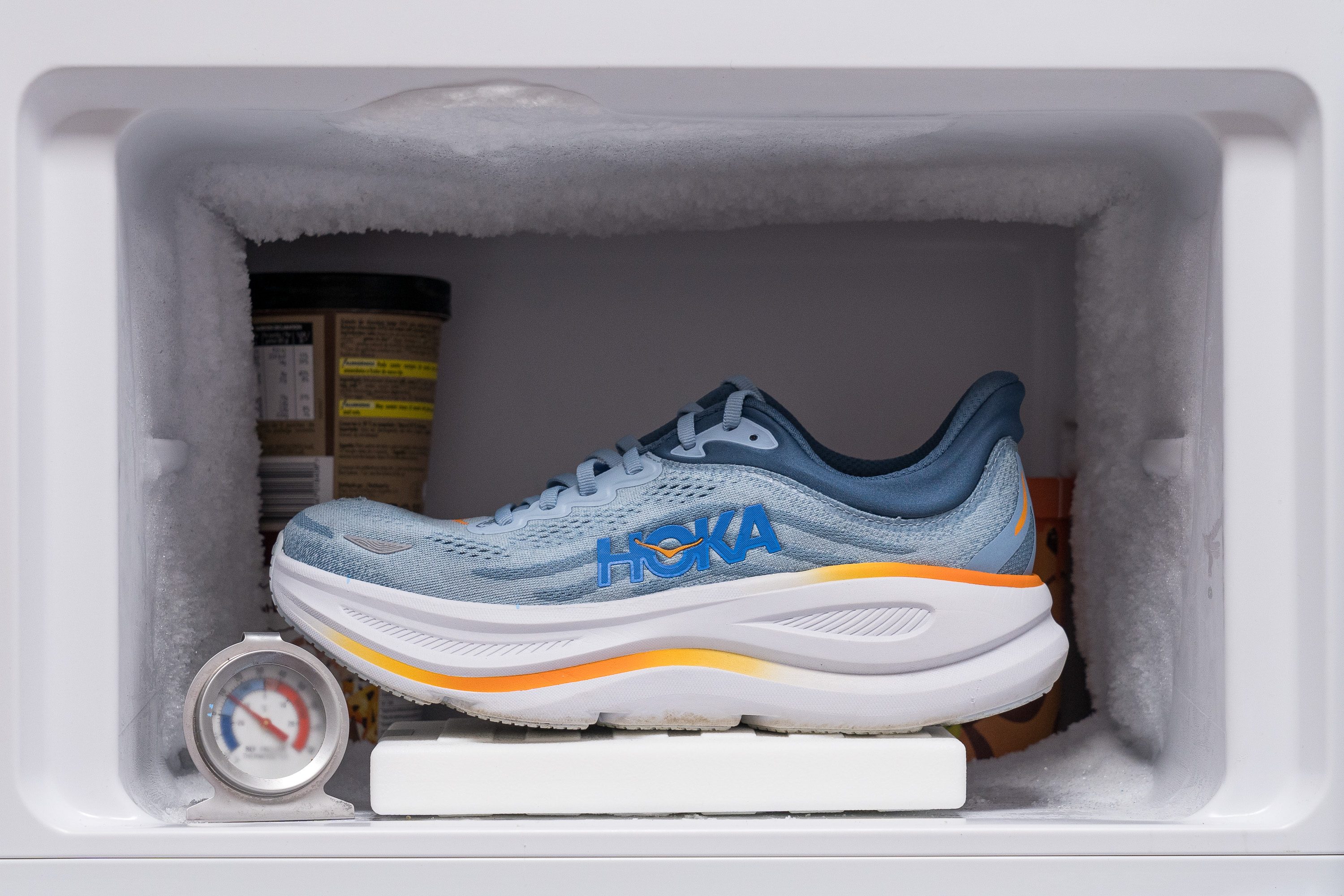 Hoka Bondi 9 Midsole softness in cold (%)