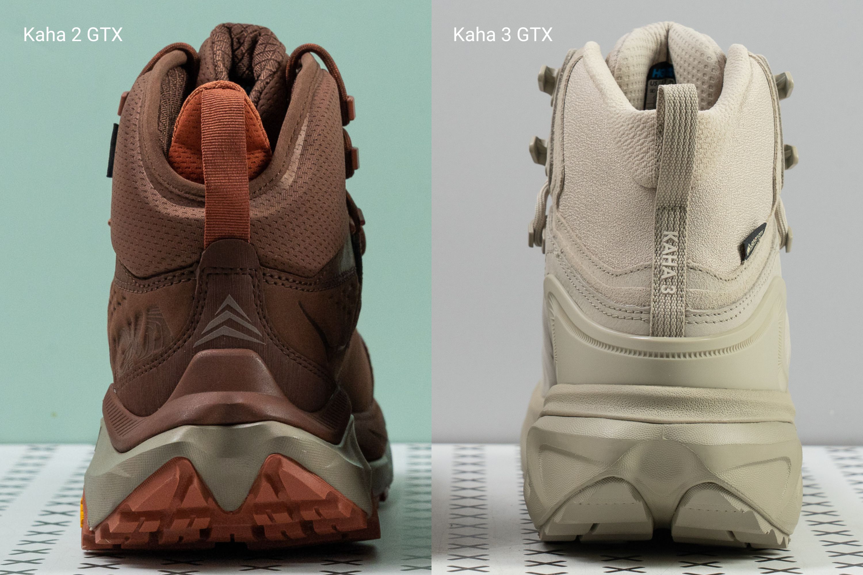 HOKA Kaha 2 vs Kaha 3 GTX Heel counter stiffness
