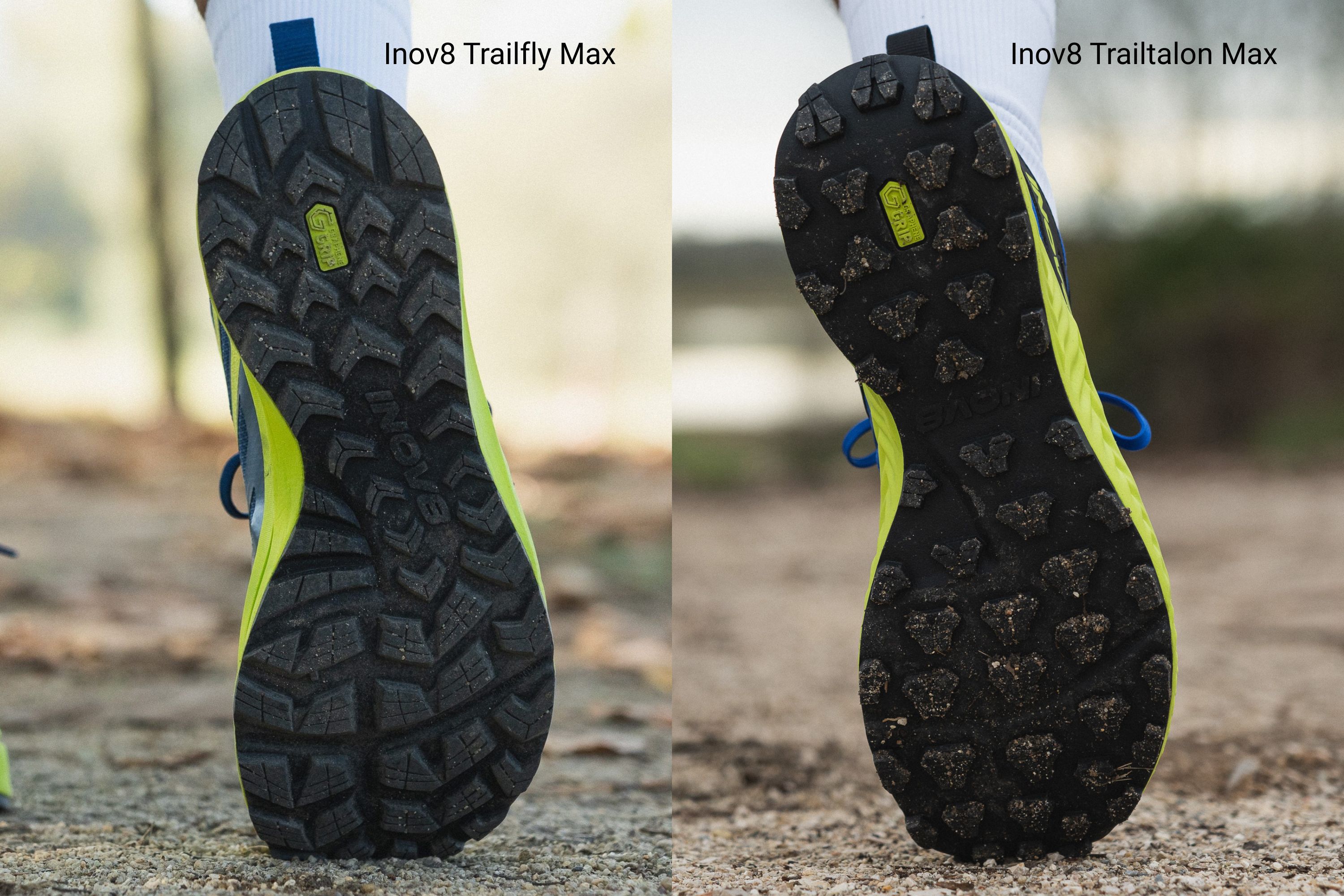 Inov8 Trailfly Max vs Trailtalon Max Outsole design