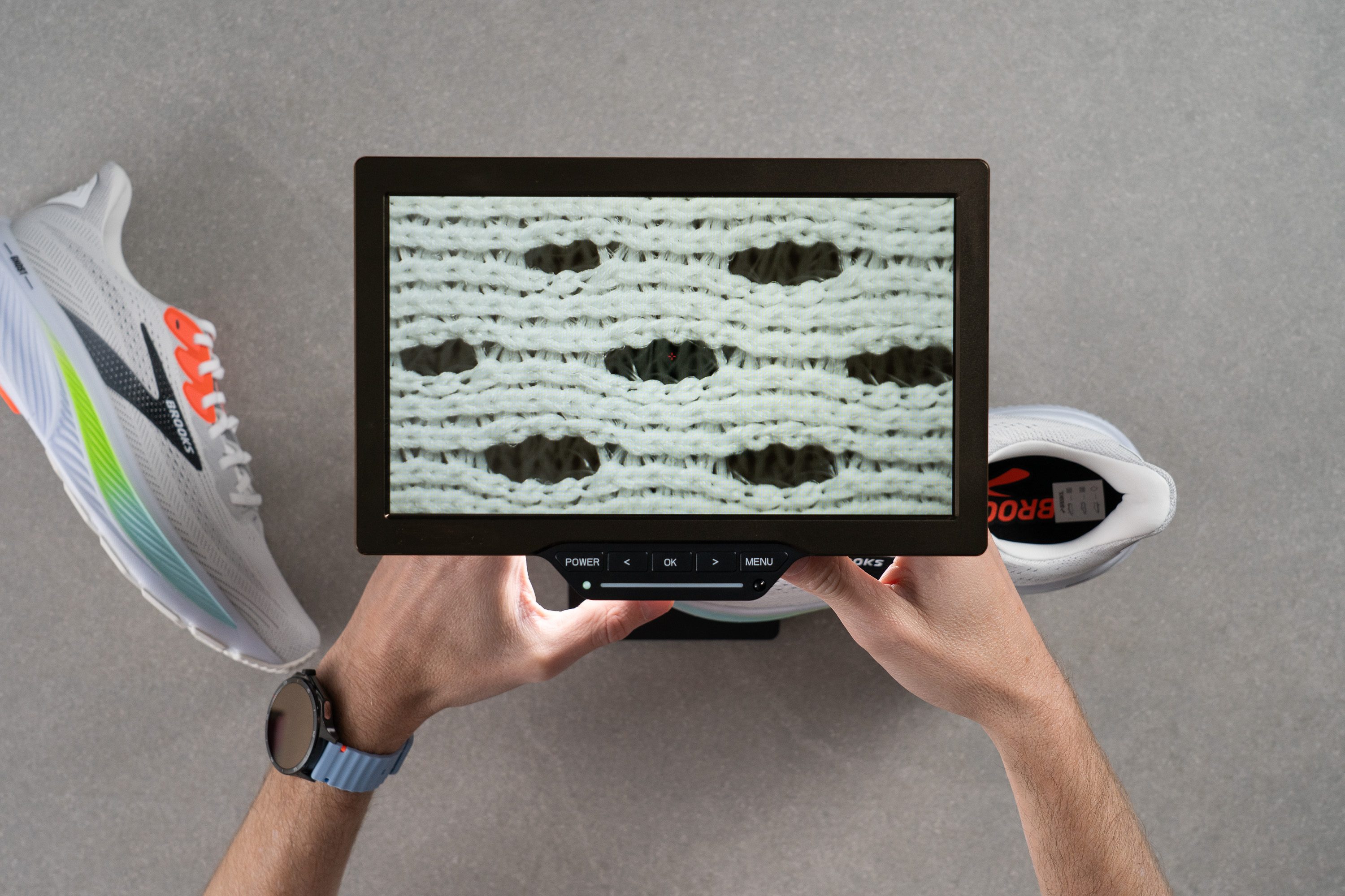 Brooks Ghost 17 mesh microscope