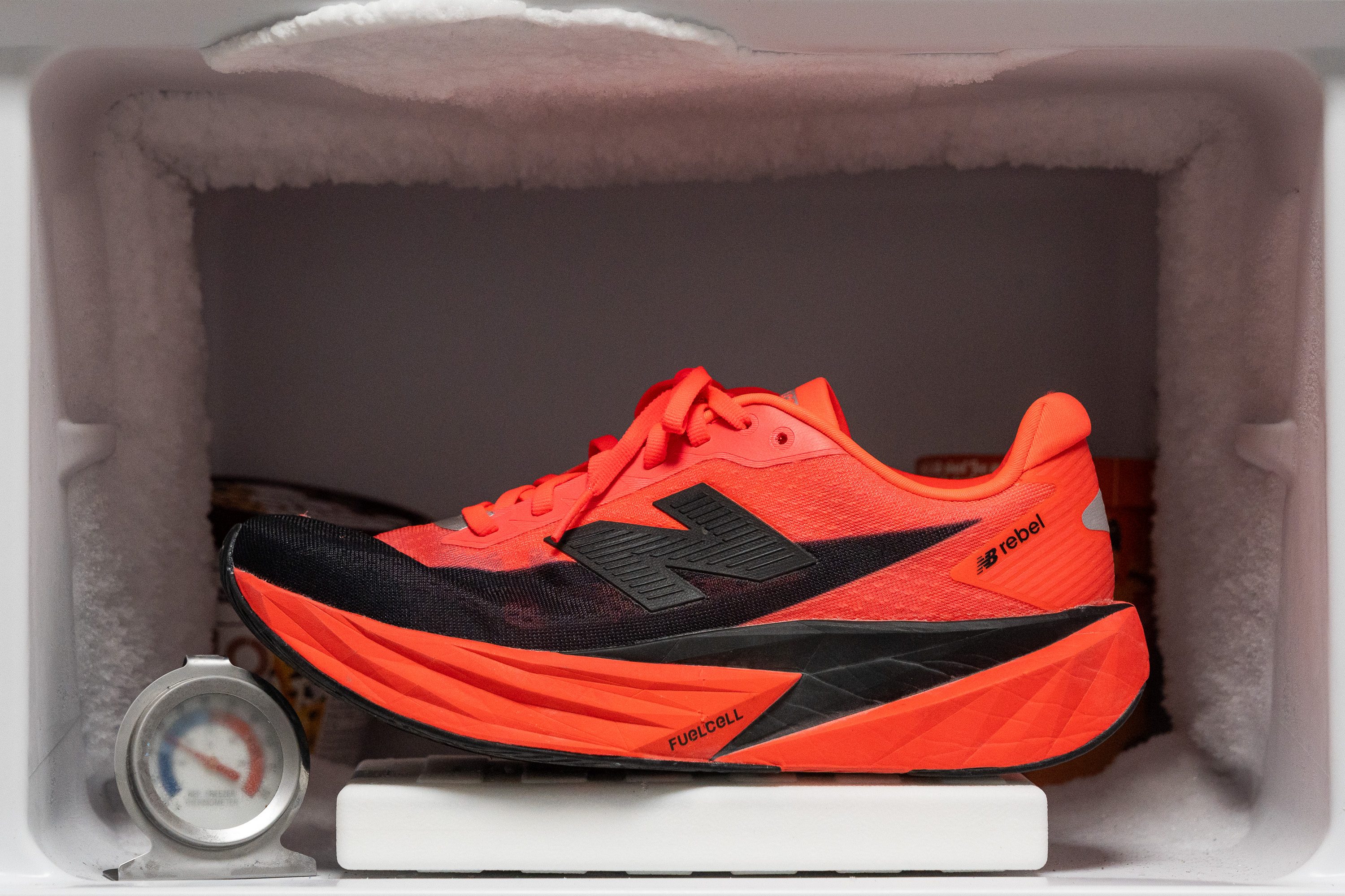 New Balance FuelCell Rebel v5 Midsole softness in cold (%)