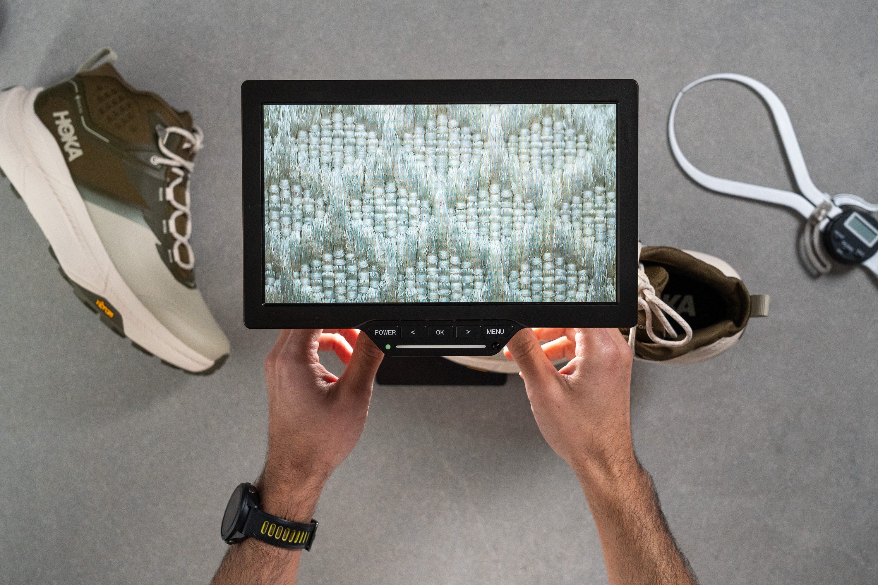 HOKA Transport Hike GTX Breathability Microscope test