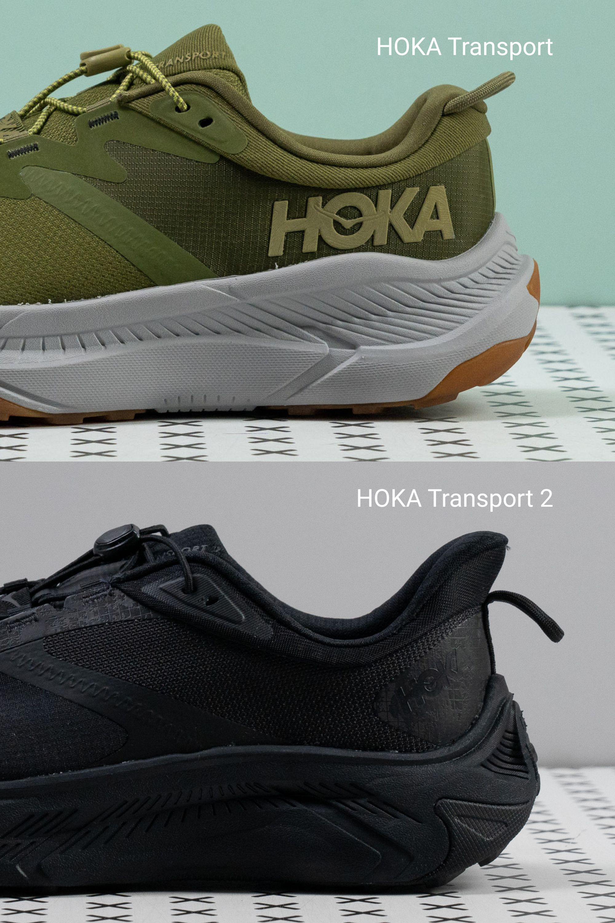 HOKA Transport vs Transport 2 heel