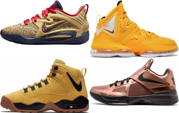 gold nike basketball shoes