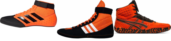 blue and orange wrestling shoes