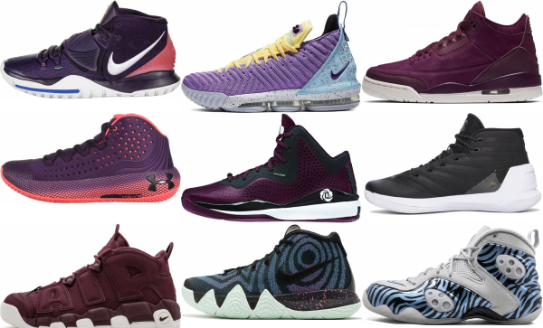 purple and grey basketball shoes