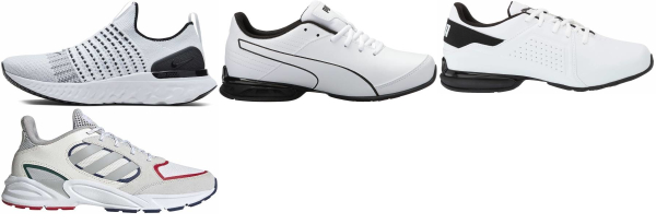 buy white leather running shoes for men and women