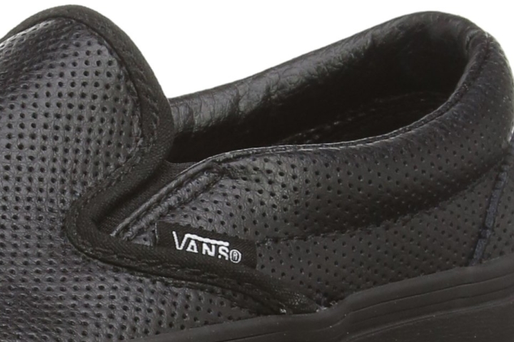 vans black perforated leather slip on womens