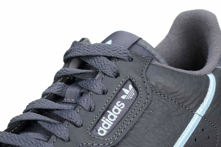 Adidas Continental 80 collar area with laces and logo