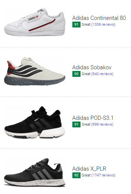 adidas styles list