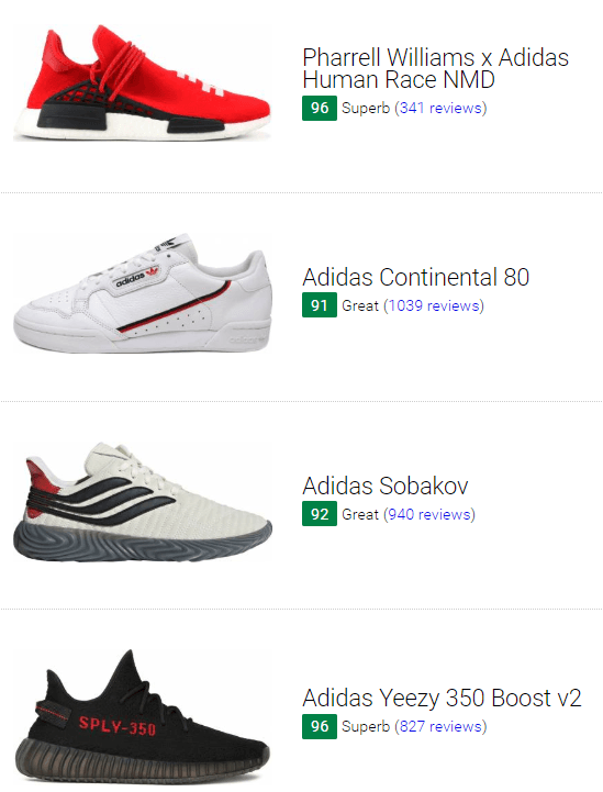 different adidas shoes