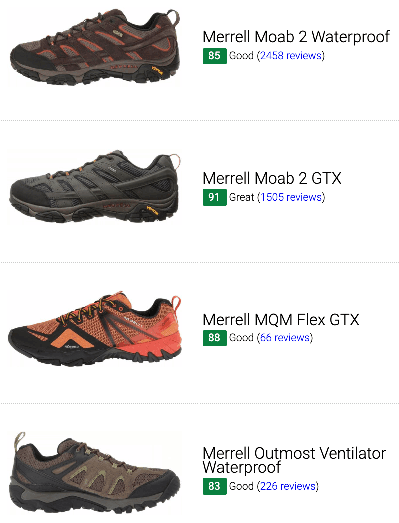 best merrell hiking shoes