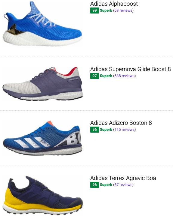 adidas running shoes ranking