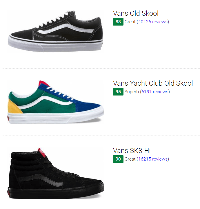 Save 28% on Vans cheap sneakers (114 