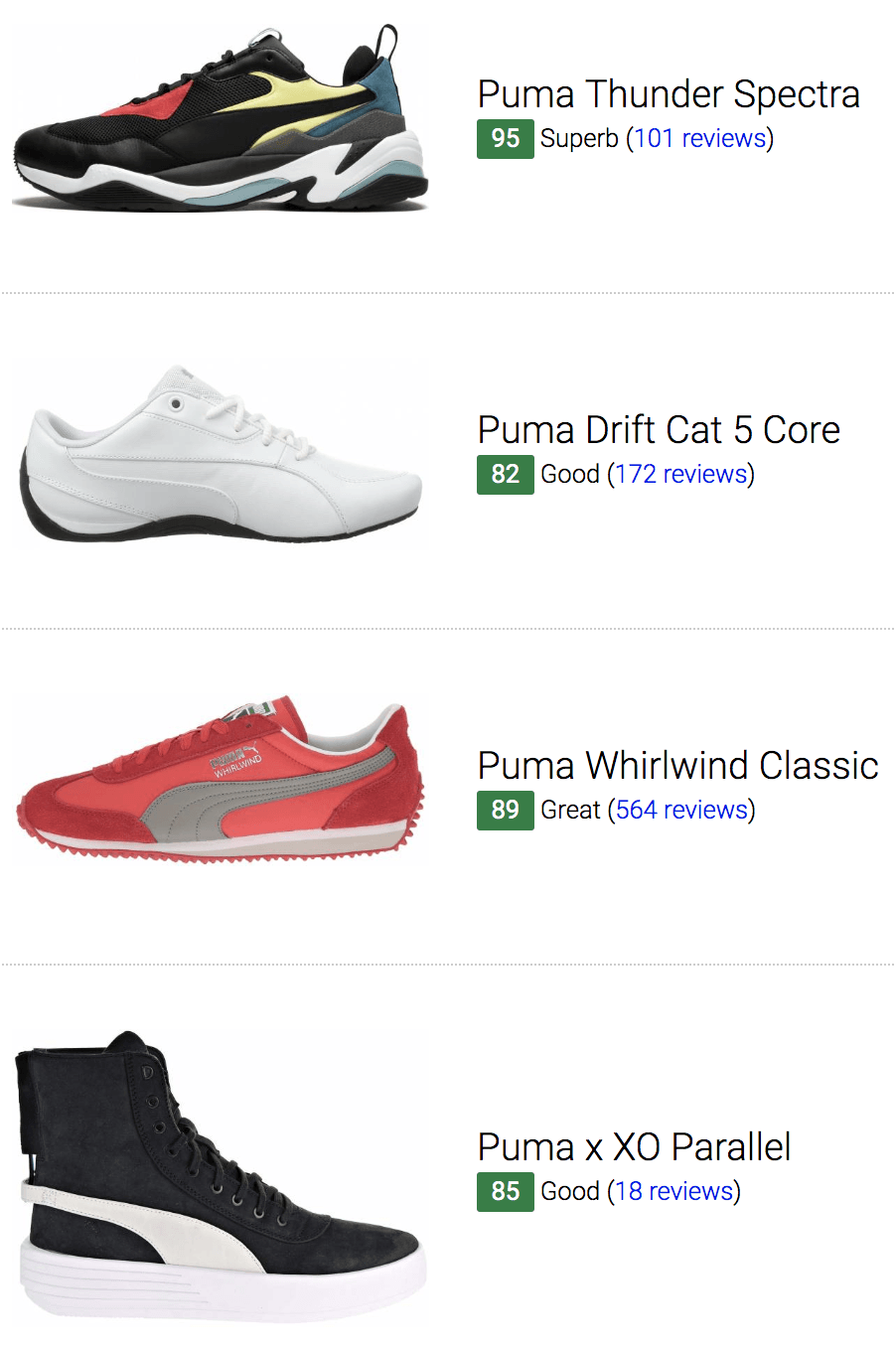 puma sneakers names