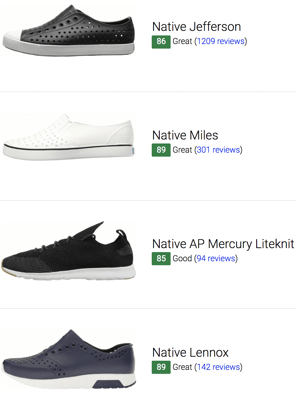 Save 26% on Native Sneakers (23 Models 