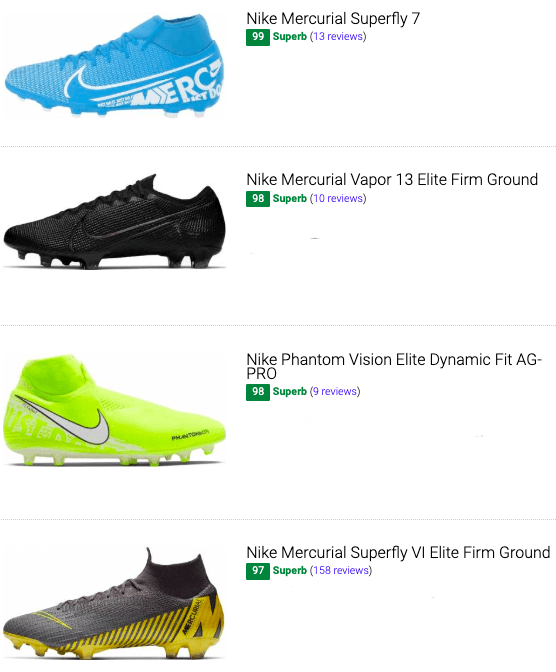 types of nike football boots