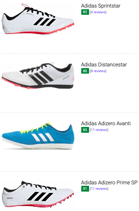 adidas spikes size chart