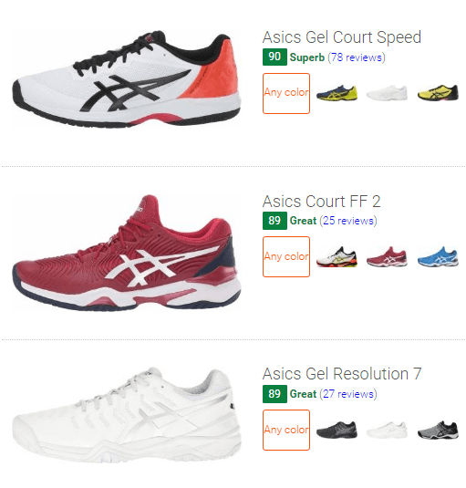 best asics shoes for tennis