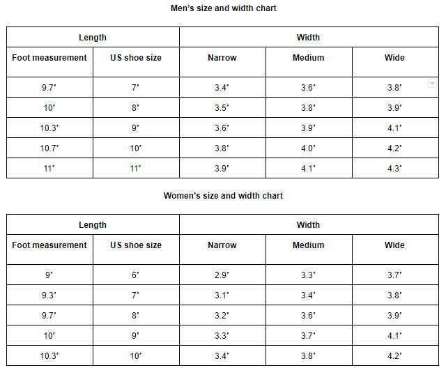 skechers h width